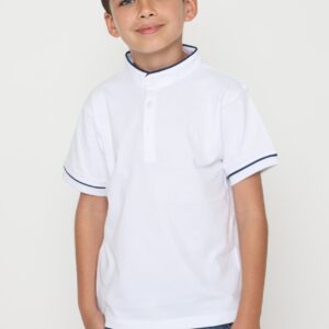 פולו לבנה צווארון סיני