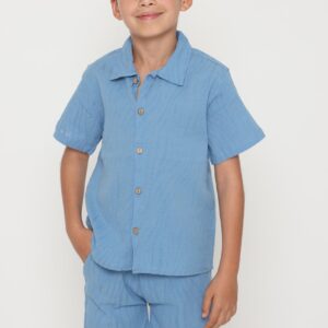 חליפה רקומה כחולה - 5-6Y