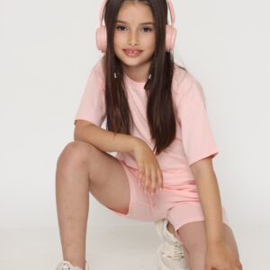 חליפת בייסיק תפר ורוד - 6-7Y