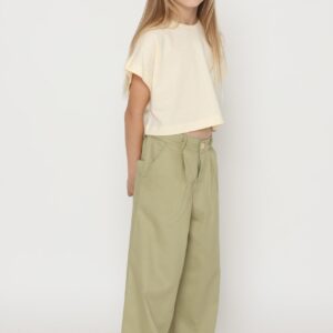 מכנס מתרחב פשתן שחור - ירוק, 5-6Y